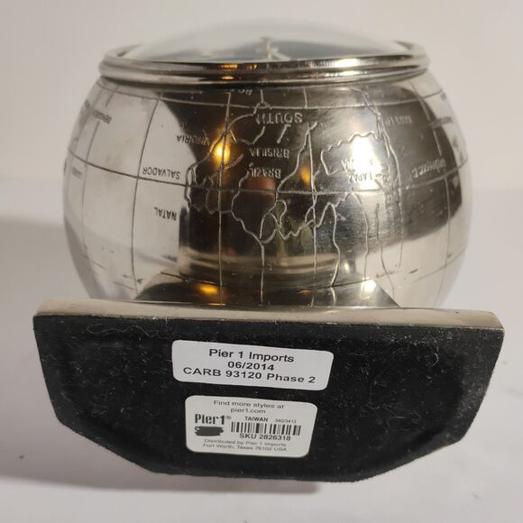 Vintage Pier 1 World Clock Art Deco Globe Retro Metal Silver Tested - Picture 11 of 16